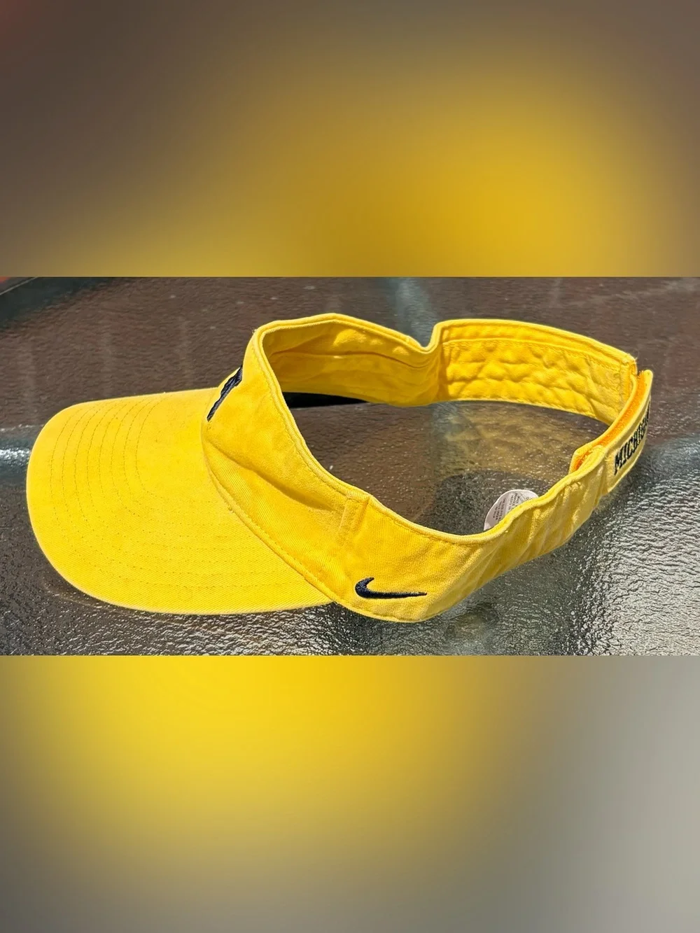 Vintage Y2K Nike University of Michigan Wolverines NCAA Strapback Visor Hat OSFA - Picture 4 of 8
